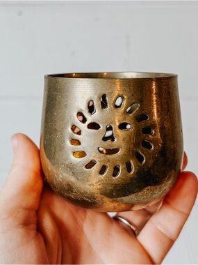 Vintage Celestial Brass Sun Tealight Holder Candle Holder